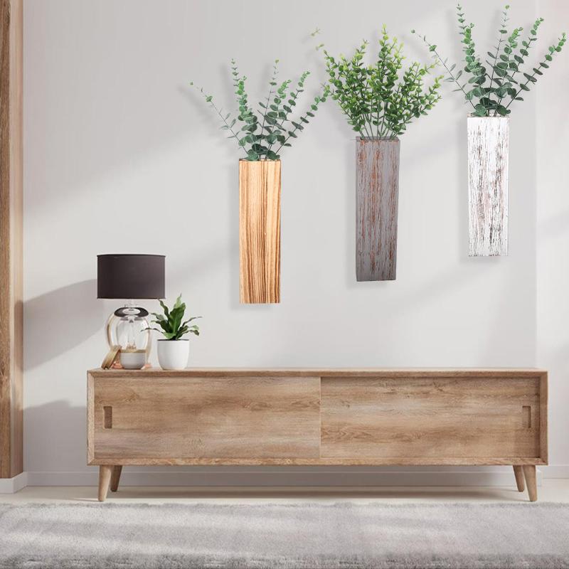 1 Stück Handwerk Dekorative Vase Holz Gastfamilie Wandbehang Flur Naturmaterialien Ornamente Blumenkunst Handgefertigt 3 Farben