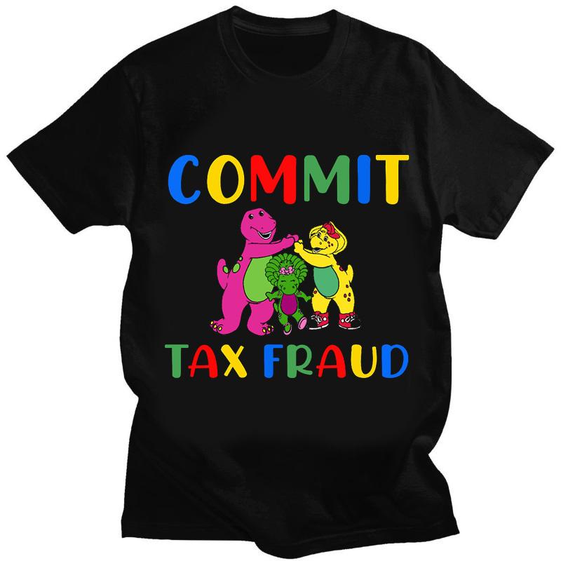 

Футболка Commit Tax Fraud Harajuku с принтом в виде мультяшных букв Футболка с графическим принтом Повседневная футболка с круглым вырезом и коротким рукавом большого размера для женщин XXXXXL