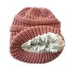 Yousheng Women Knitting Hat Solid Color Ear Protection Thickened Warm Satin Lining Pile Hat Winter Outdoor Riding Headgear