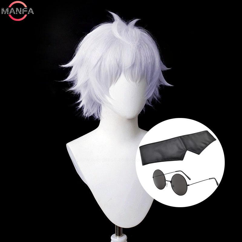 High Quality 3 Styles Gojo Satoru Cosplay Wig Jujutsu Kaisen Gojo Short Heat Resistant Synthetic Hair Anime Cosplay Wigs + Wig C