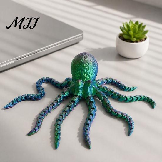 3D Printed Marine Animal Octopus Sea Fidget Toy, Flexible Articulated Tentacle Figurine, Creative Birthday Gift Desktop Decoration with Movable Joints