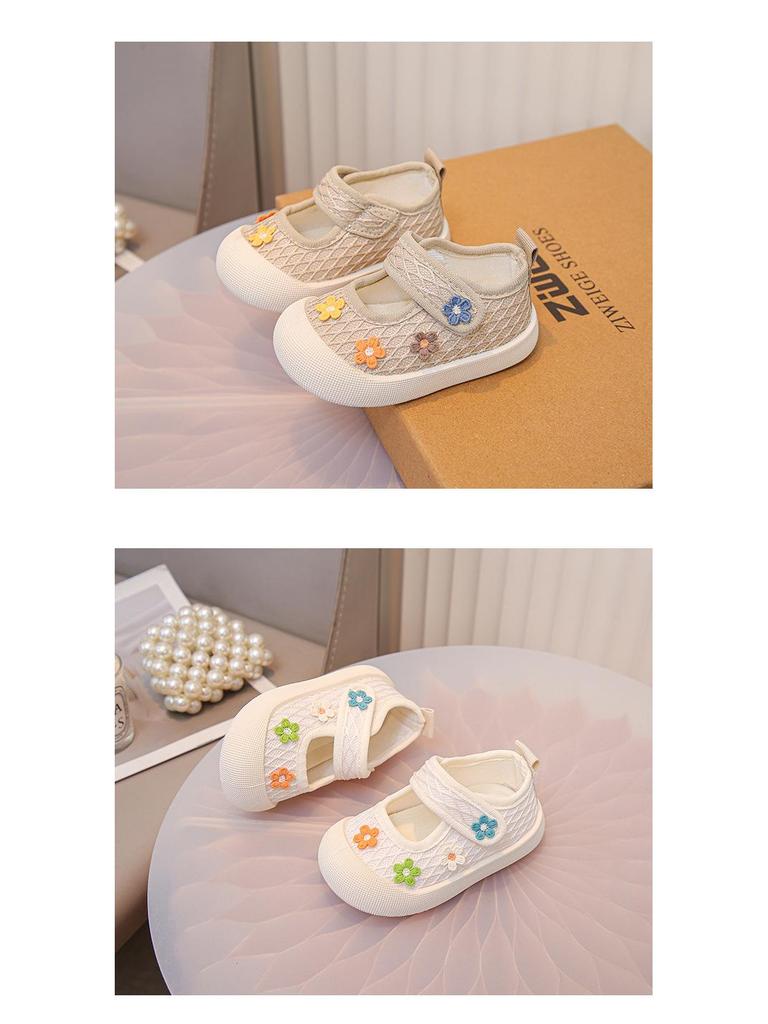 Toddler Girl Casual Canvas Shoes with Cute Flowers - Spring/Autumn 2026