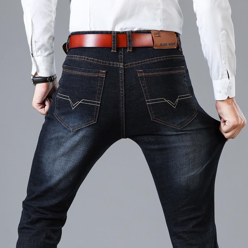 Men's Mid-waist Jeans Popular Fashion Jeans Spring and Autumn Men's Versatile Straight Elastic Long Trousers