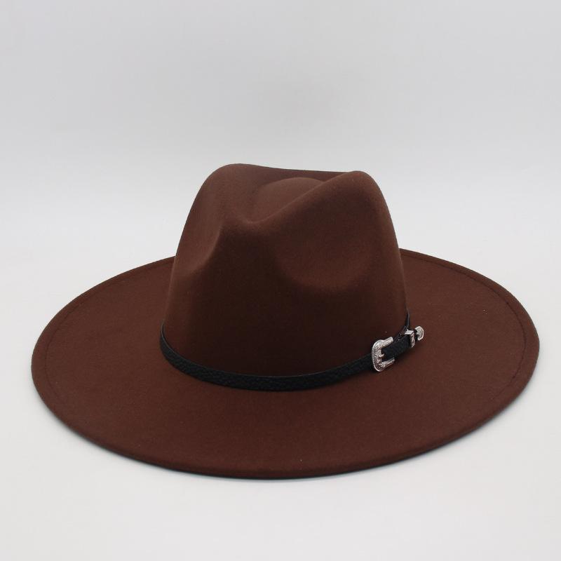 Flat Edge Jazz Hat, Men'S And Women'S Felt Hat, European And American Hat 9.5 Large Brim, High-End Hat, Elegant Foreign Trade Cross-Border Top Hat