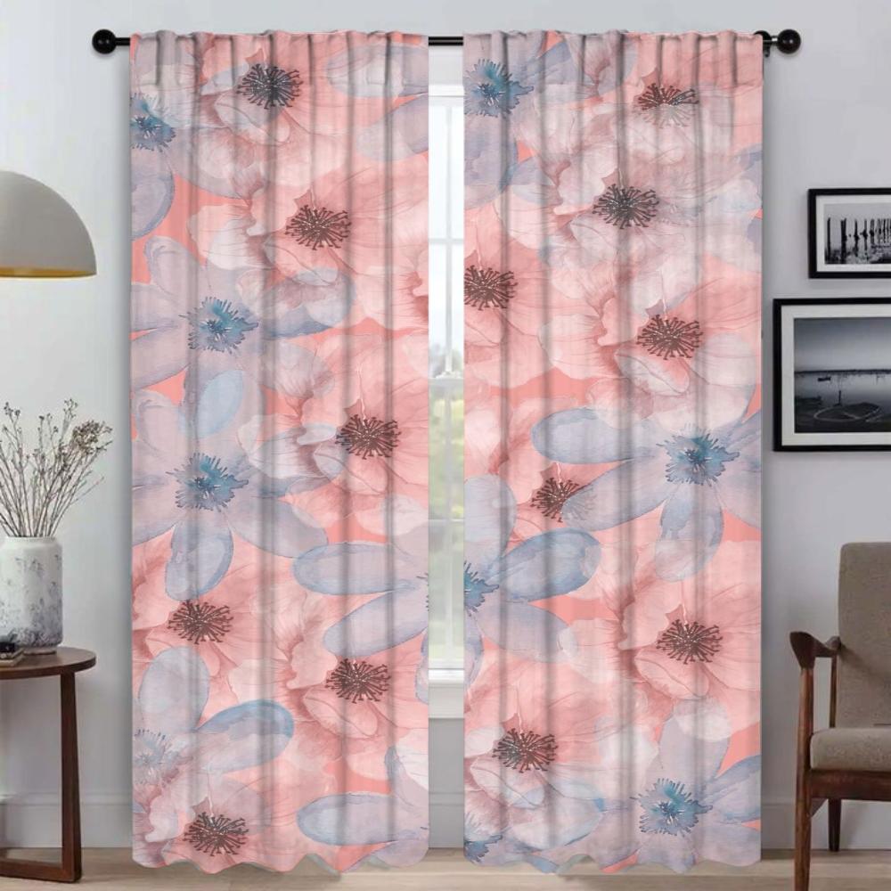 Zasłony kuchenne do salonu Kwiaty Zasłony do wnętrza domu 2 sztuki Rolety Tiul do sypialni Dekoracja na Halloween Przegroda