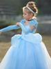 Girls Blue Snow White Dress Cosplay Costume Party Gown Princess Tutu Dress with Sleeves