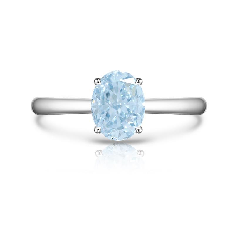 2026 European and American Colored Treasure Ice Flower Cut Pigeon Egg Ring Women's Fashion Simple Flash High Carbon Diamond Ring