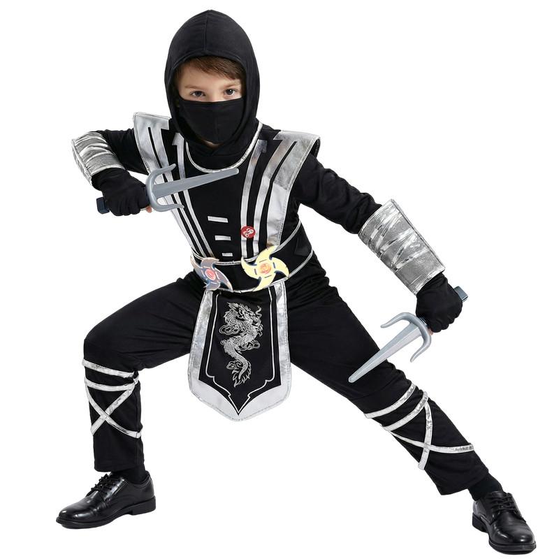 Children's Silver Dragon Costume Cartoon Masked Warrior Performance Outfit Halloween Anime Roleplay Holiday Party Costume