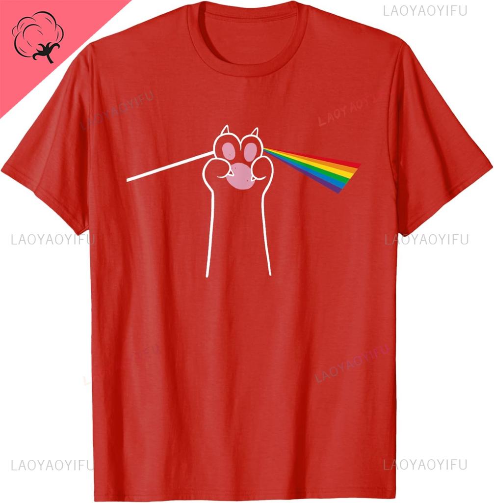 Cat Rainbow Light Cool Prism Science Spectral Unisex Unisex Kids Tshirt Kawayi Couple Cotton Customizable Camisas Streetwear