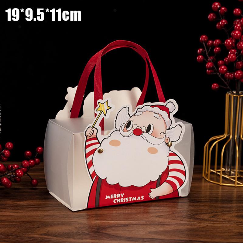 Christmas Eve Apple Candy Gift Bag Tote Gift Box Santa Claus Paper Bag Transparent Packaging Bag