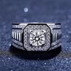 European and American domineering personality one-carat mozzarella diamond big men's ring, fashionable and atmospheric men's business ring ringjewelry