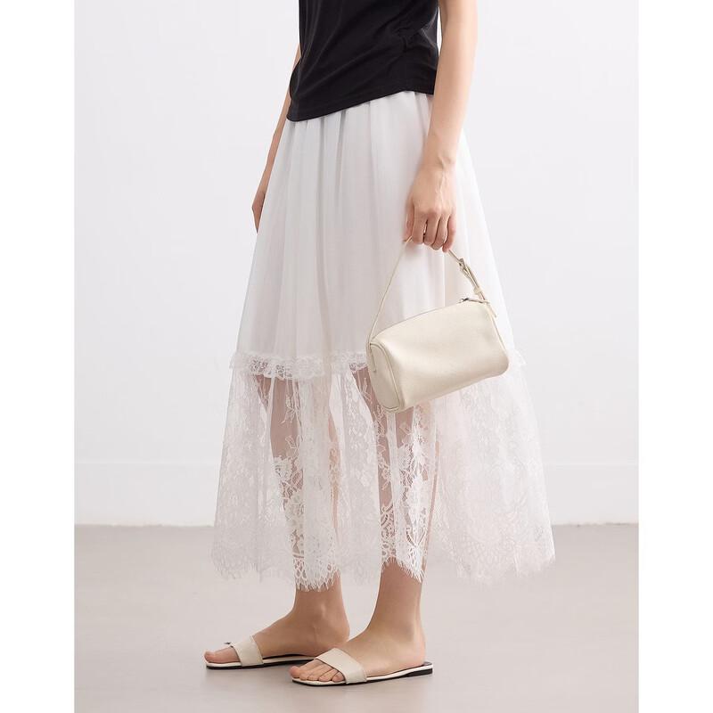 Women's Lace-Trim Elastic Waist Midi Skirt