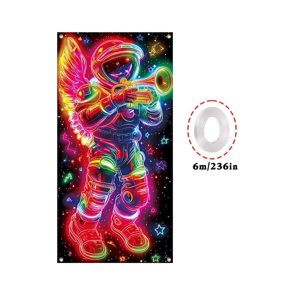 Christmas UV Fluorescent Door Banner/cover Background/holiday Party Decoration/Christmas Decorative Hanging Cloth