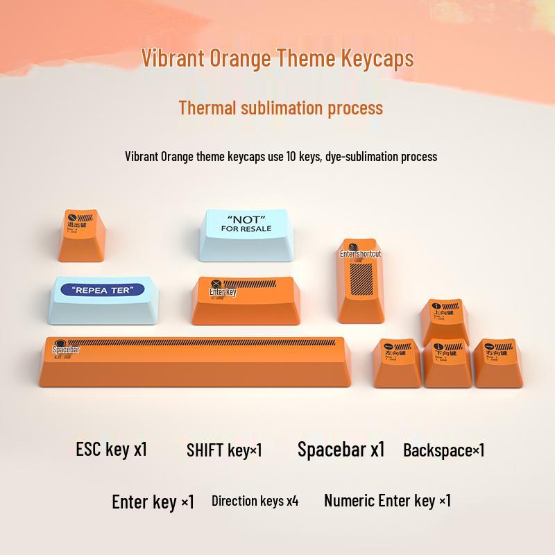 Whale Dream Mountain Light Mechanische Tastatur-Tastenkappen - 10 PBT-Farbsublimations-Tastenkappen, rutschfest und verschleißfest