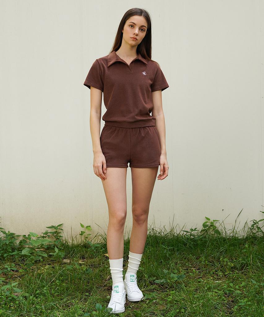 CONCHWEAR Tennis Terry Banding Shorts (Brown)