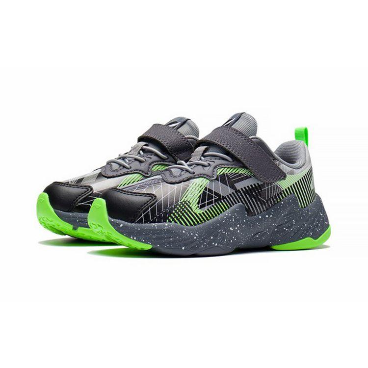 Li Ning Kids Shock Absorption Rebound Sports Casual Shoes Kids Casual Shoes Black Gray Green YKNS068-11