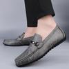 Fashion Luxury Brand Black Metal Buckle Loafers Men's Flat Driving Shoes Men's Casual Shoes Leather Non-slip Formal Handmade Moccasin