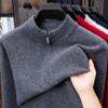 Men's Thickened 460g Cashmere Wool Sweater with Zipper, Half-High Collar, Warm Knitwear for Autumn/Winter.