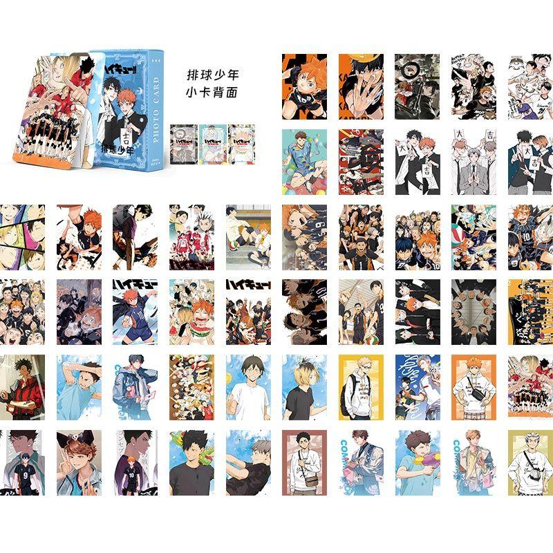 Haikyuu!! Shonen Volleybal Laser Mini Kaarten 50 stuks Hoge Definitie Karakter Anime Zelfde Stijl Perifere Kaartdoos LOMO Postkaarten
