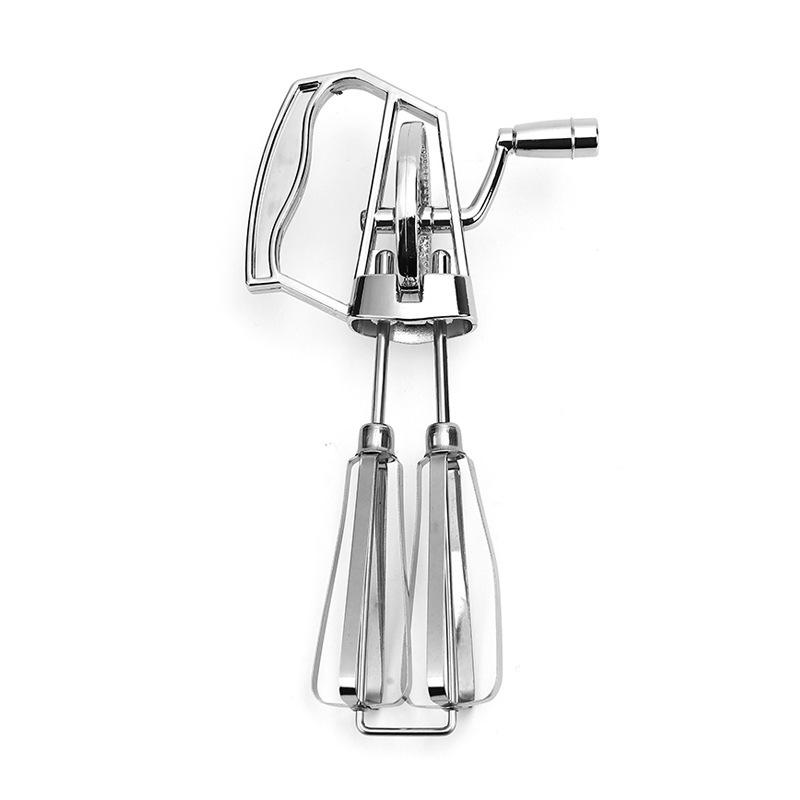 Frusta a Mano con Manovella in Acciaio Inossidabile - Mixer da Cucina a Doppia Ruota per la Cottura