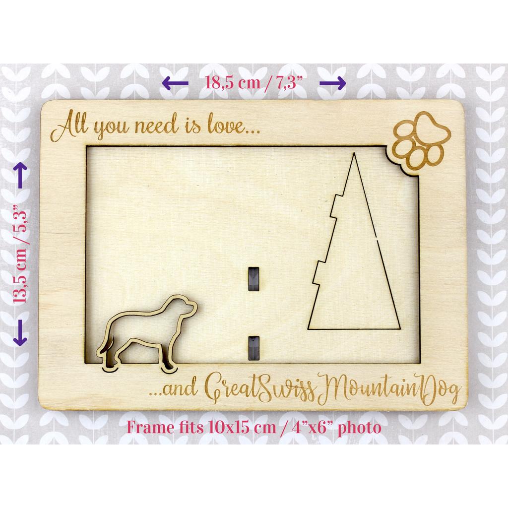 Great Swiss Mountain Dog, Greater Swiss Mountain Dog - Photo frame, engraved wooden frame, a lovely gadget for the dog lover by Art-Dog