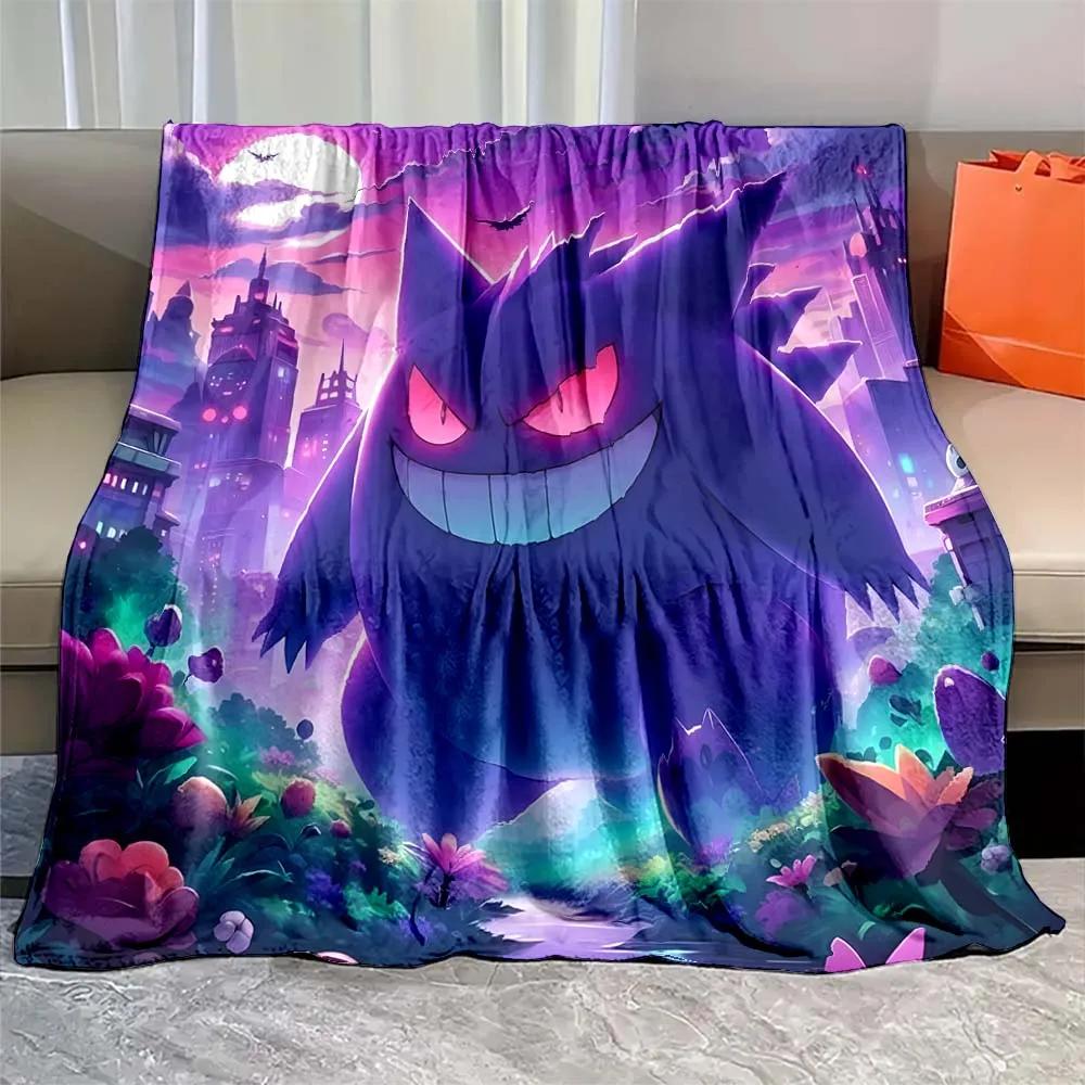 Japanese Games Pokemon Gengar Cartoon Blanket Warm Soft Flannel Material Suitable for Home Sofa Travel Camping RV Luxury Gift