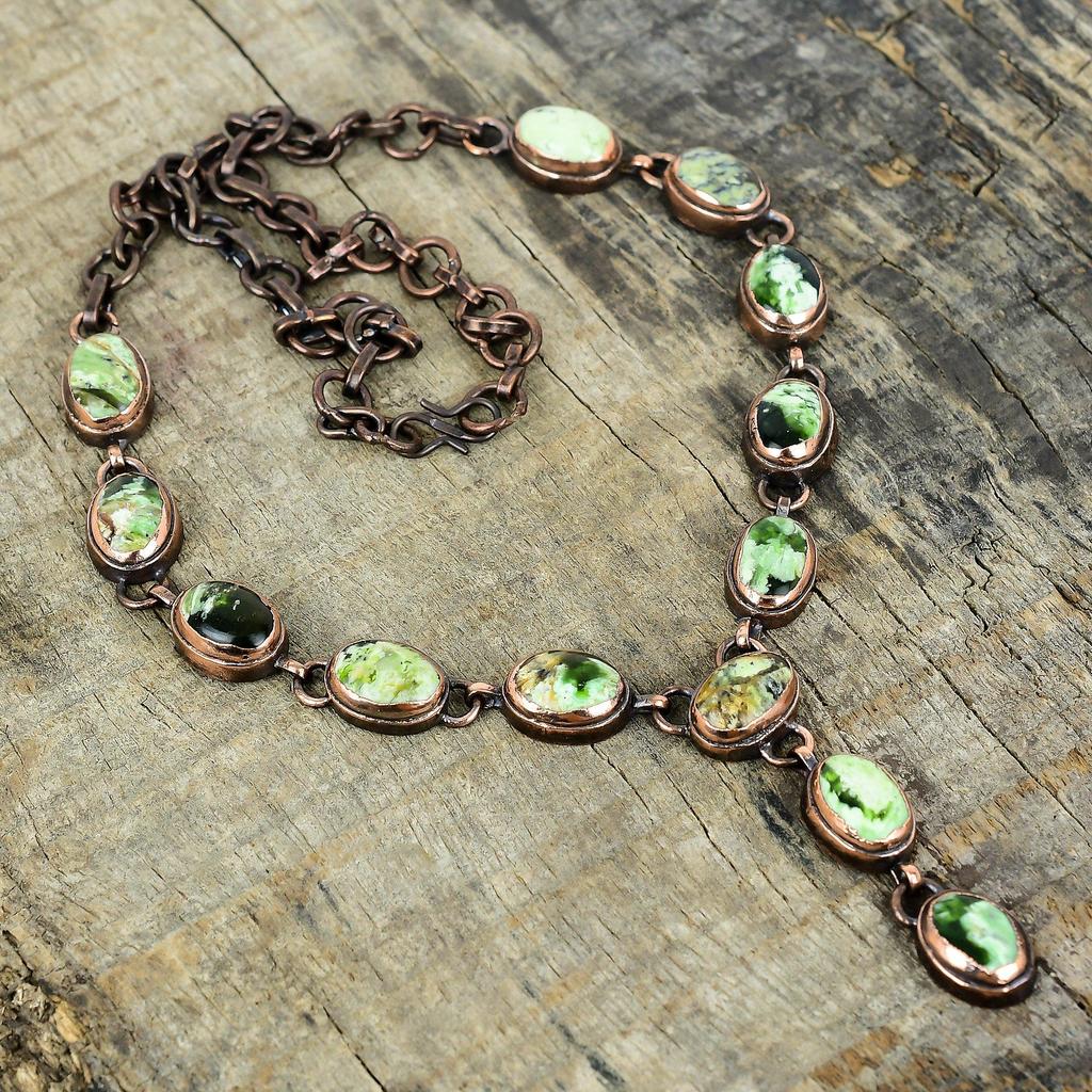 Australian chrome chalcedony necklace electroformed copper adjustable chain necklace copper gemstone jewelry handmade necklace wedding gifts