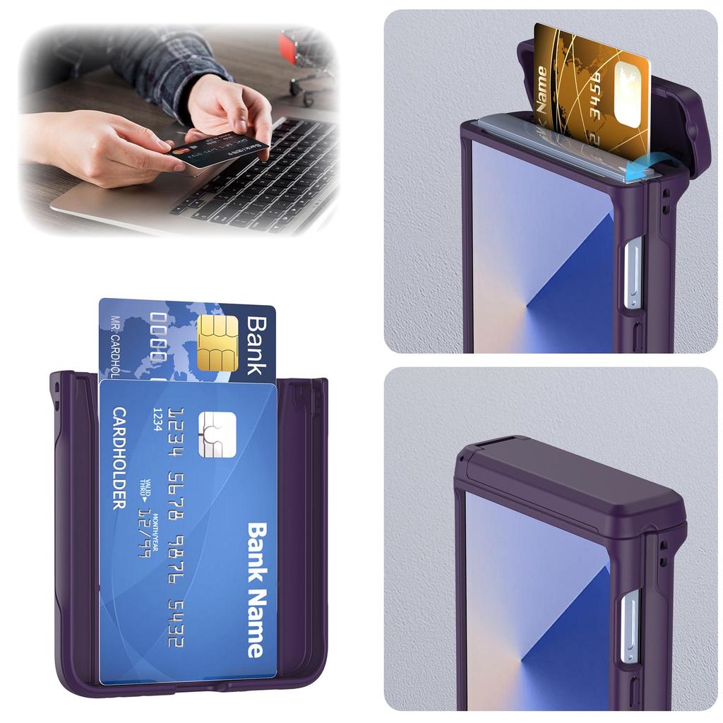 Samsung Z Flip 7 Protective Case with Card Slot and Hinge Bracket, Foldable Anti-drop Design