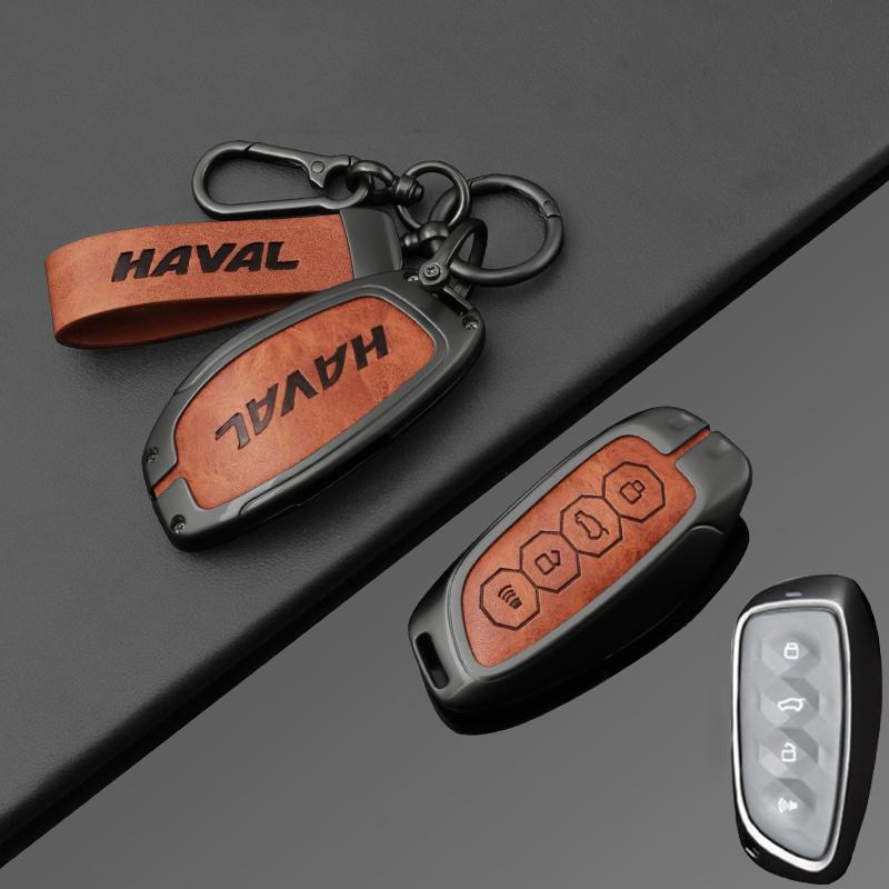 Leather Car Key Case Cover for Great Wall Haval H6 2024 H9 2024 F7x H5 H3 H2 M6 Cool Dog Plus Owl Dragon MAX F7 Accessories