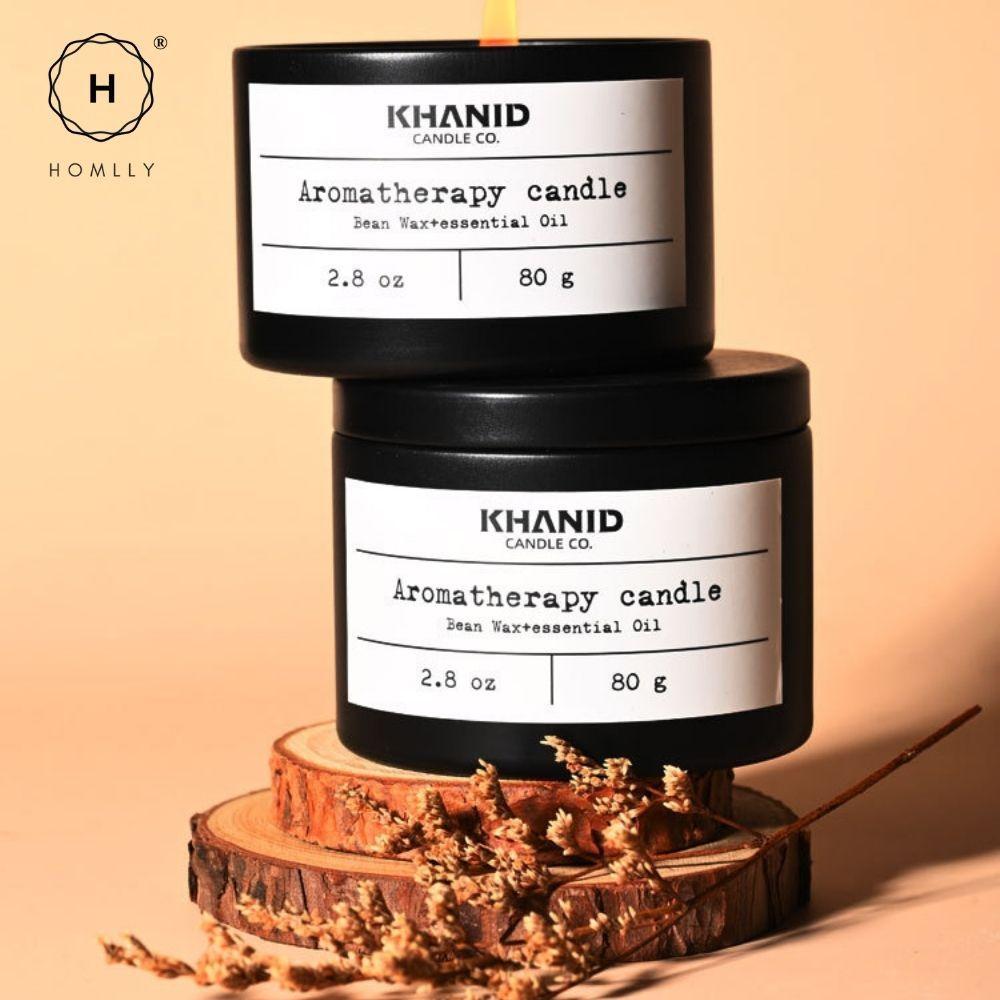 Homlly Khanid Collection Soy Wax Aroma Candles Black Travel Tin (80g) (X2PCS)