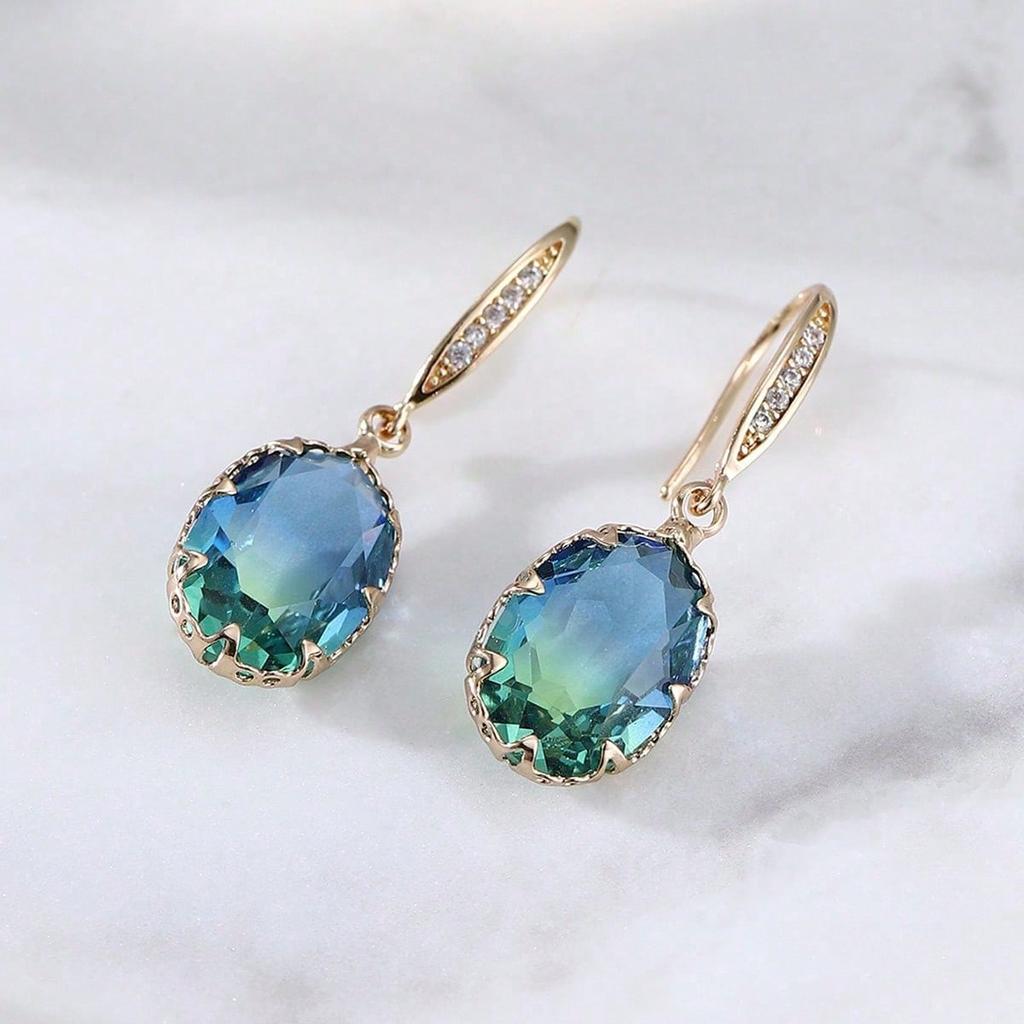 1 Pair Cubic Zirconia Drop Earrings Copper Jewelry
