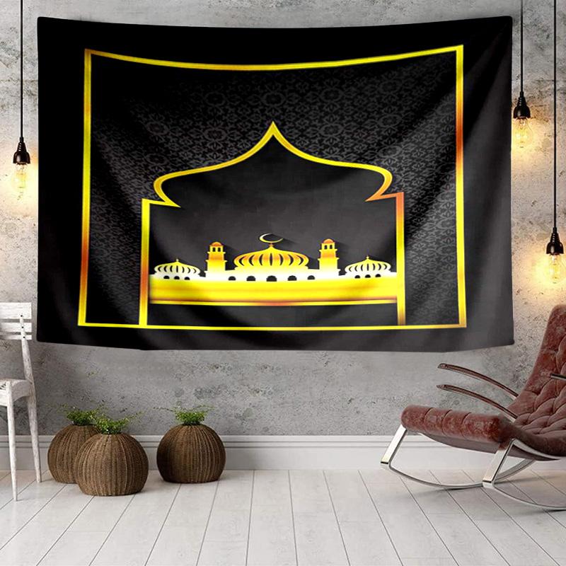 Golden Mosque Silhouette Tapestry, Unique Design Tapestry, Wall Decor for Bedroom,Livingroom, Playroom,Heartwarming Fan Holiday Gifts