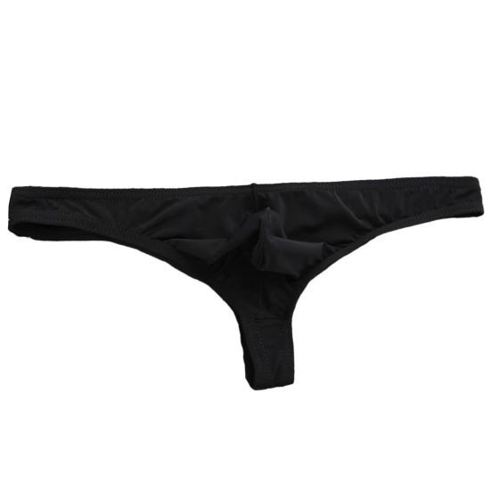 Men Briefs Elastic Solid Color T-shaped Thong Ice Silk Low Waist Quick Dry
