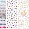 Flowers Feathers Butterflies Letters Pattern DIY Nail Art Sticker Manicure Tools