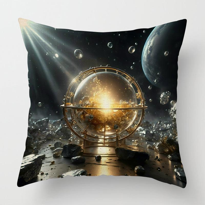 Home Decor Cosmic Wonders: Space-Themed Digital Print Pattern Cushion Cover Suitable for Sofa Bedroom Car Pillow Cover