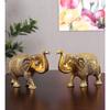 Metal Elephant Statue Small Size Gold Polish 2 Pcs Set for Your Home Decor | Office | Table Decorative | Gift Article | Animal Showpiece