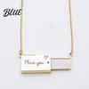 Rectangle Locket Pendant Necklace Photo Memory Alloy Keepsake Gift