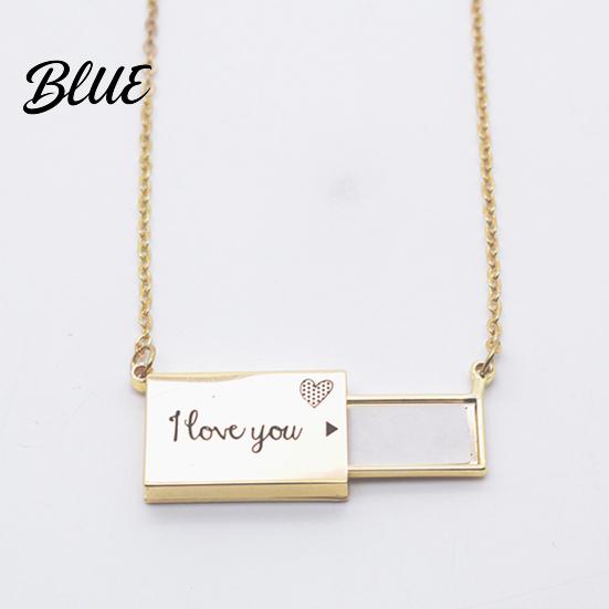 Rectangle Locket Pendant Necklace Photo Memory Alloy Keepsake Gift