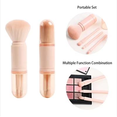 4-In-1 Mini Portable Travel Retractable Brush Face Makeup Brush Set