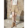 Mixiu Tencel Twill High-Waisted Embroidered Casual Shorts