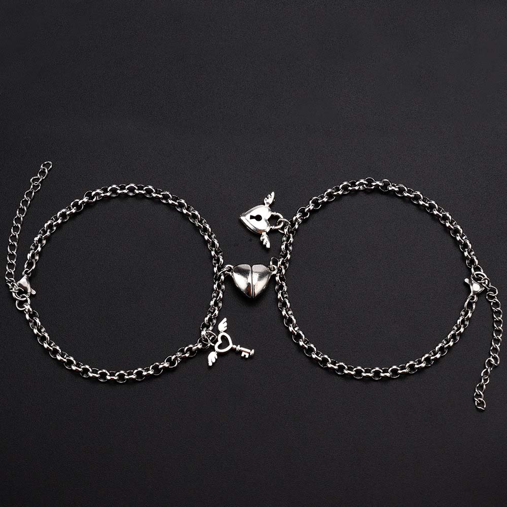 Steel For Men Lock Couple Bracelet Heart Shaped Bracelet Magnet Attraction Fashion Accessories