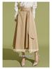 Women's Striped Irregular Midi Skirt, 2025 Spring/Autumn Collection, High Waist Tie A-Line.