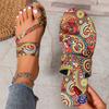 Summer new ethnic style cover toe flat bottom casual light breathable open toe Velcro beach sandals women's batch