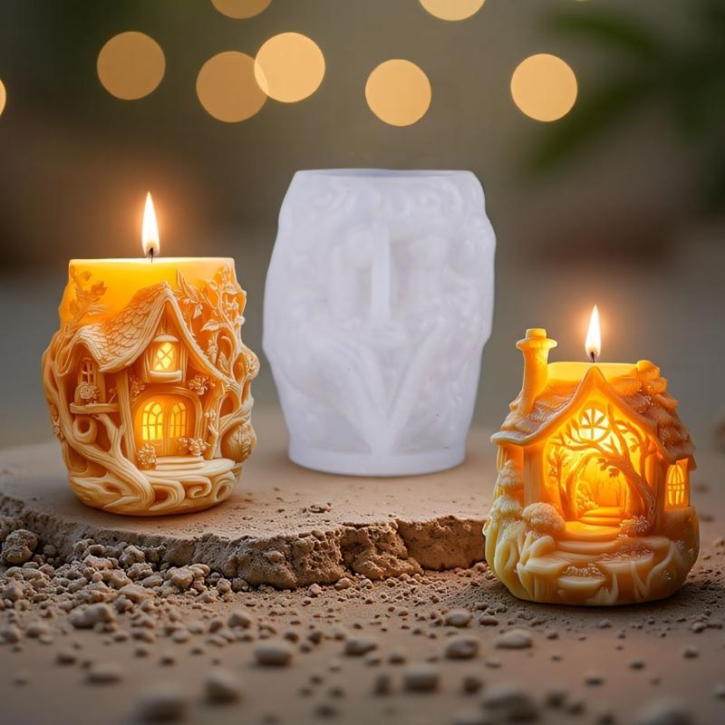 Treehouse Shape Candle Silicone Mold Food Grade Silicones For Epoxy Resin Handmade Candle Soap Chocolate Baking Mould