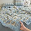 Plaid Print Washable Cotton Summer Cooling Quilt Lightweight Breathable Machine Washable for Student Dorms Single Double Beds Air Conditioner Rooms