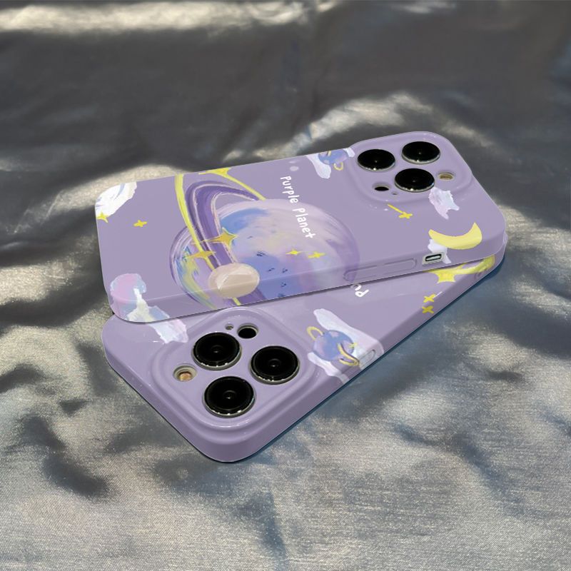 Applicable to Apple 11promax mobile phone case iPhone11 film hard case romantic purple 11 planet mobile phone case