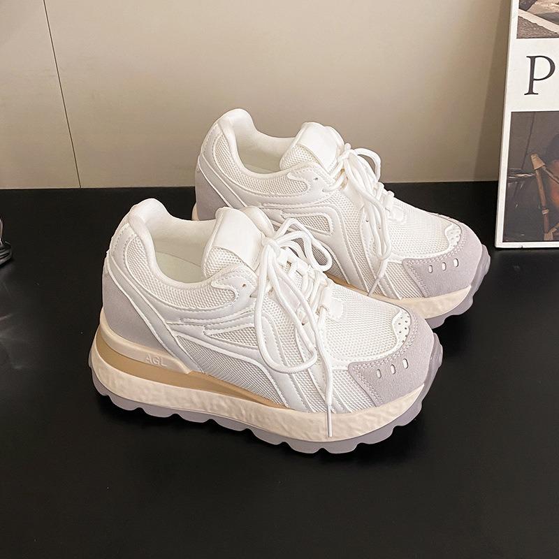 Cowhide Version of the New Platform Women's Shoes, Spring and Autumn Heightening Sports Versatile White Shoes