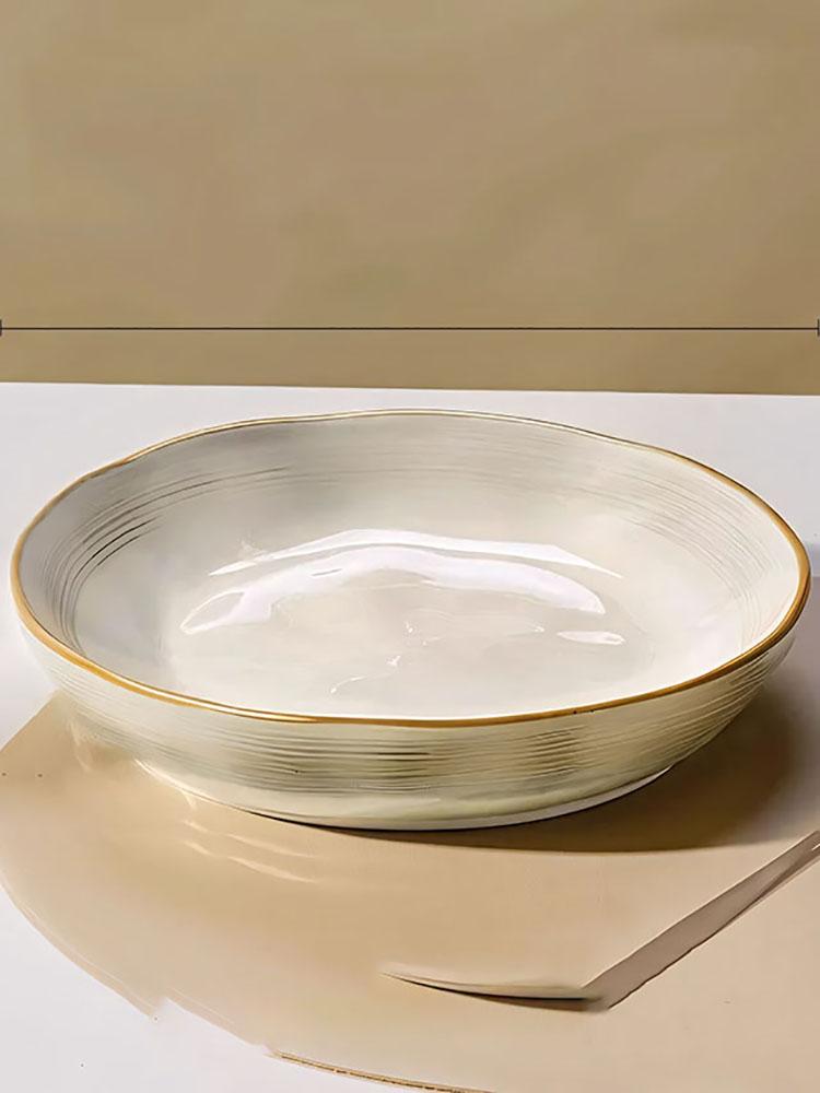 

Глубокие тарелки в западном стиле, бытовые, керамические, с цветными блоками, обеденные тарелки, легкая роскошь, универсальные суповые тарелки, минималистичная посуда 8 inches