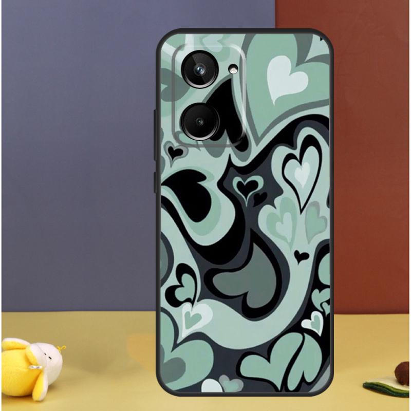 Brown Purple Hearts Swirl Pattern For Realme 15 10 11 12 13 14 Pro Plus C65 C67 C63 C61 C55 C51 C53 C35 C75 GT6 GT7 Pro Case