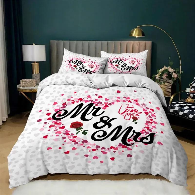 Love Heart Soft Duvet Cover Set Microfiber Bear Warm Comforter Cover Soft Romantic Beding Sets Valentine's Day For Young Girls Women Rom Decor